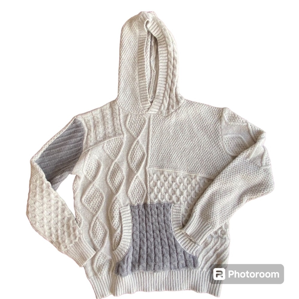Sew In Love Gray Patch Hooded Sweater Size Large